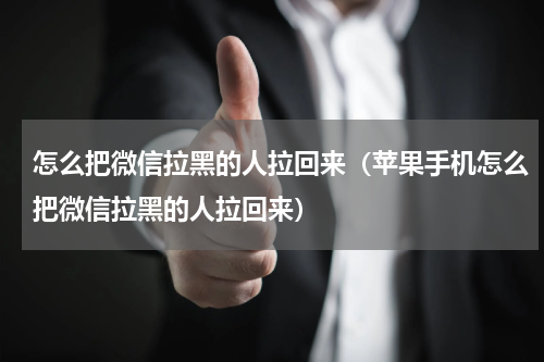 怎么把微信拉黑的人拉回来（苹果手机怎么把微信拉黑的人拉回来）