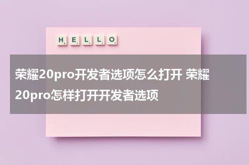 荣耀20pro开发者选项怎么打开 荣耀20pro怎样打开开发者选项