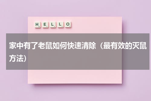 家中有了老鼠如何快速清除（最有效的灭鼠方法）