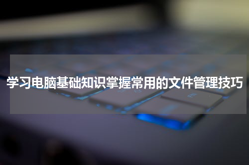 学习电脑基础知识掌握常用的文件管理技巧